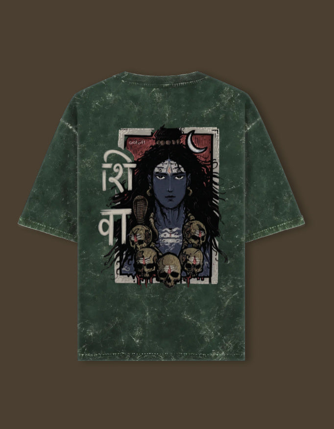 SHIVA DTF PRINT -- Unisex Acid Washed Oversized Tee