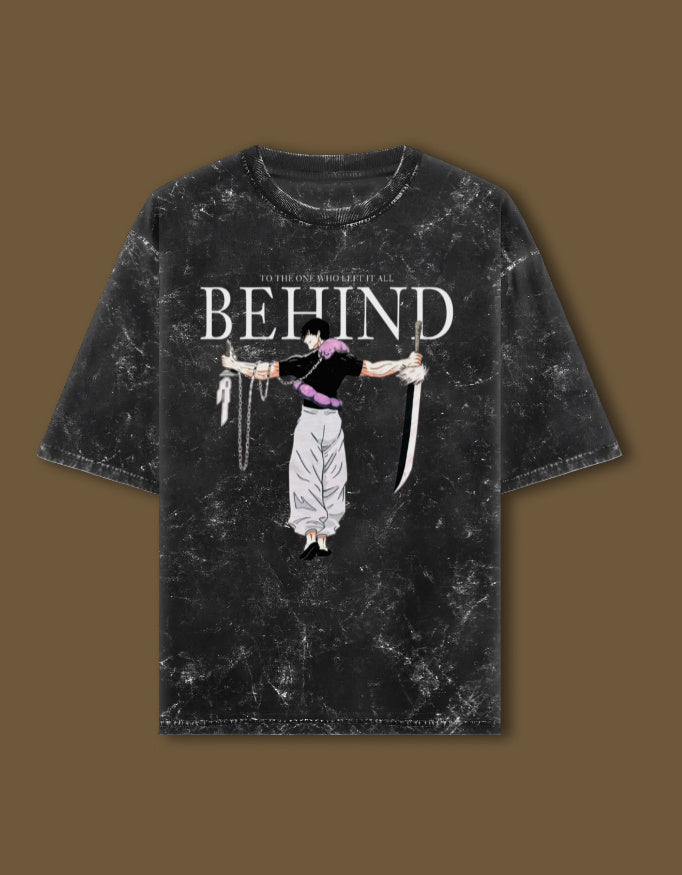 BEHIND--=--Unisex Acid Washed Oversized Tee