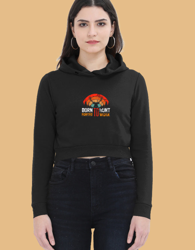 BORN 2 HUNT---Female Cropped Hoodie