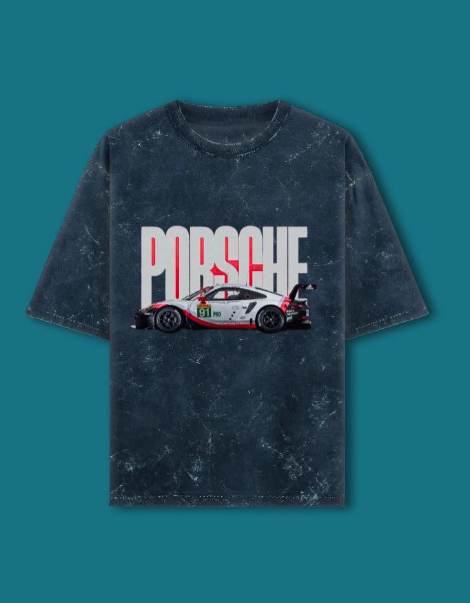 PORCHE1 -- Unisex Acid Washed Oversized Tee