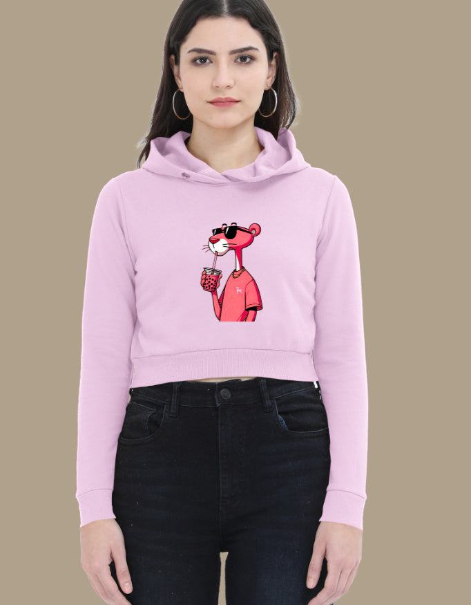 PINK PANTHER----Female Cropped Hoodie
